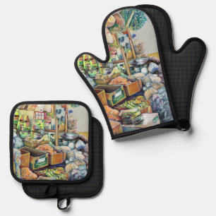 Charming Promises of a Fine Tekka Centre, Singapor Oven Mitt & Pot Holder Set