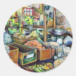 Charming Promises of fine Tekka Centre, Singapore Classic Round Sticker