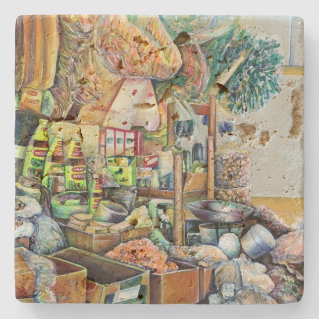 Charming Promises of fine Tekka Centre, Singapore Stone Coaster (Front)