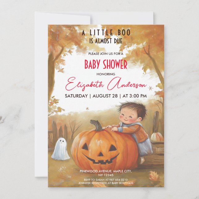 Charming Pumpkin Halloween Baby Shower Invitation (Front)
