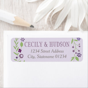 Charming Purple Floral Wedding Return Address