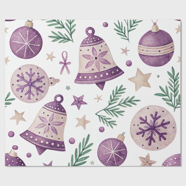 Charming Purple Holiday Wrapping Paper – 45 ft Rol (Flat)