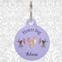Charming Purple Wedding Flower Dog Shibu Inu