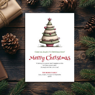 Charming Quirky Christmas Tree Watercolor Card