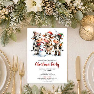 Charming Quirky Cow Festive Christmas Party Invite