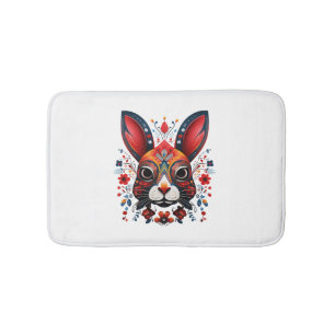 Charming rabbit hygge style colourful playful cute bath mat