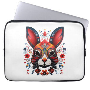 Charming rabbit hygge style colourful playful cute laptop sleeve