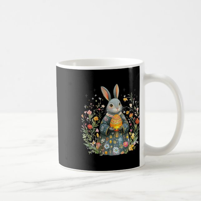 Charming Rabbit Priest- Easter Egg Folk Art  Coffee Mug (Right)