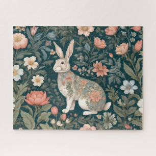 Charming Rabbit William Morris Inspired Floral Jigsaw Puzzle