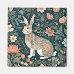Charming Rabbit William Morris Inspired Floral Magnet