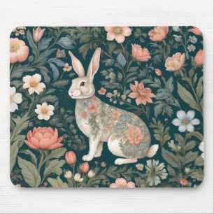 Charming Rabbit William Morris Inspired Floral Mouse Pad