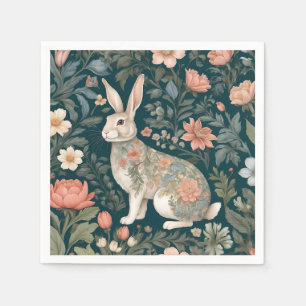 Charming Rabbit William Morris Inspired Floral Napkin