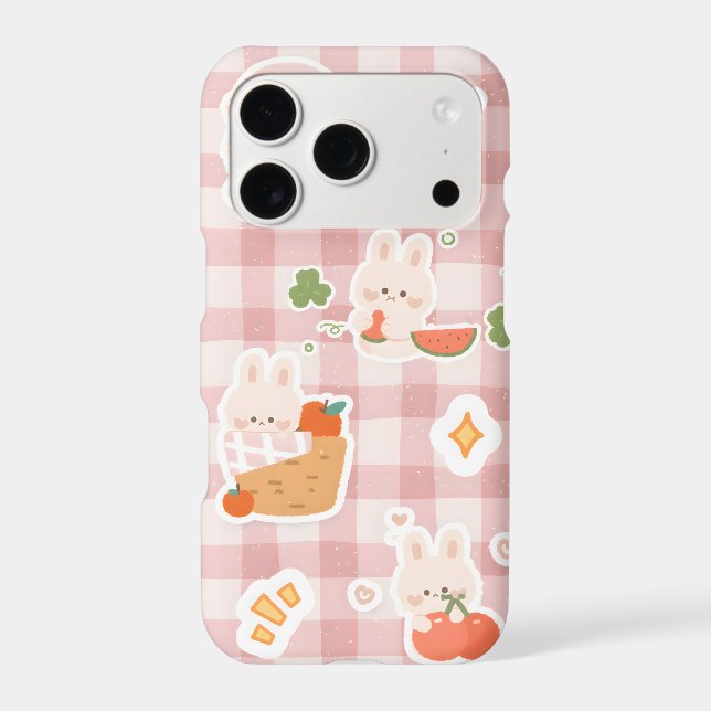 Charming Rabbits Eating Fruits Phone Case (Back)
