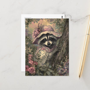 Charming Racoon in a Dress and Bonnet Postcard