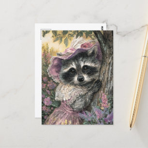 Charming Racoon in a Pink Dress Postcard
