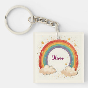 Charming Rainbow with Glowing Stars Key Ring