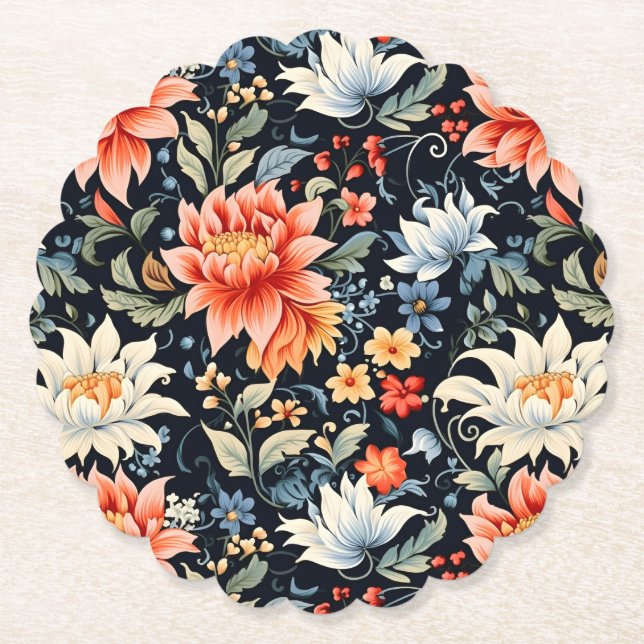 Charming Ranya Floral Pattern-65293 Paper Coaster (Front)