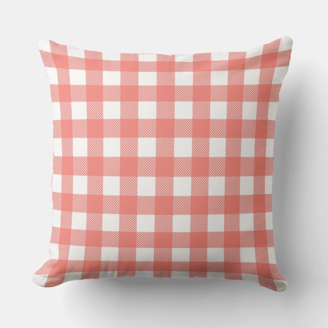 Charming Red and White Gingham Design Cushion (Front)