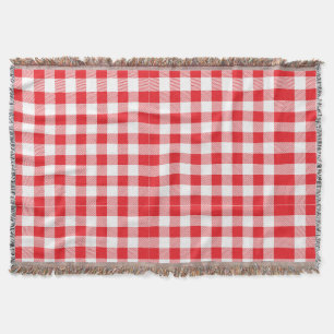 Charming Red Gingham Check Pattern Throw Blanket