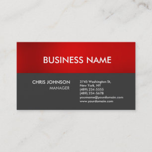 Charming Red Grey Plain Modern Business Card