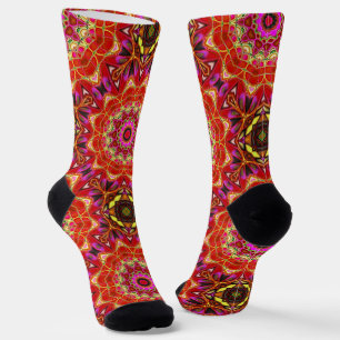 Charming Red Intricate Mandala Socks