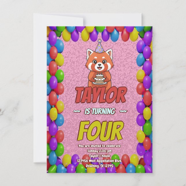 Charming Red Panda Baby Shower Invite (Front)