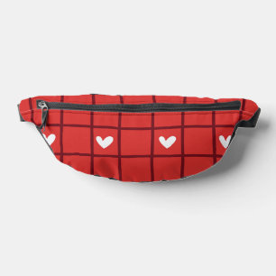 Charming Red Plaid and White Hearts Romantic Style Bum Bags