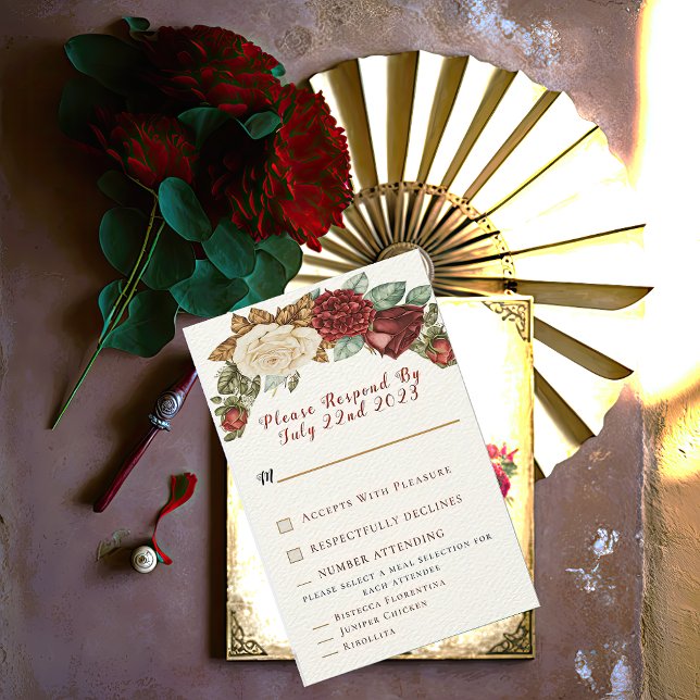 Charming Red Rustic Roses Floral RSVP  (Creator Uploaded)