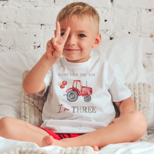 Charming Red Tractor Birthday T-Shirt