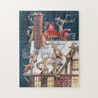 Charming Reindeer Rooftop Coffee Break Puzzle