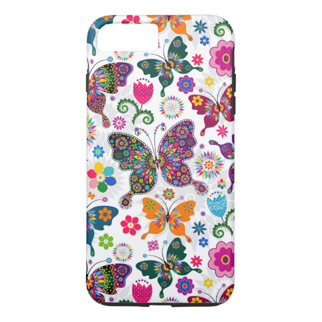Charming Retro Flowers And Butterflies Pattern Case-Mate iPhone Case (Back)