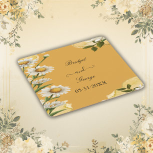 Charming Retro margaret Floral Wedding Square Paper Coaster
