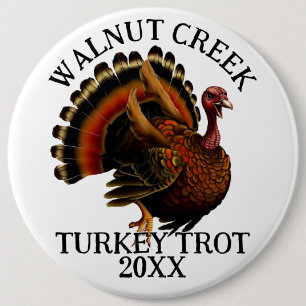 Charming Retro Turkey Trot Race 6 Cm Round Badge