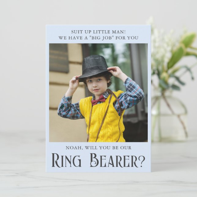 Charming Ring Bearer Proposal Photo Card (Standing Front)