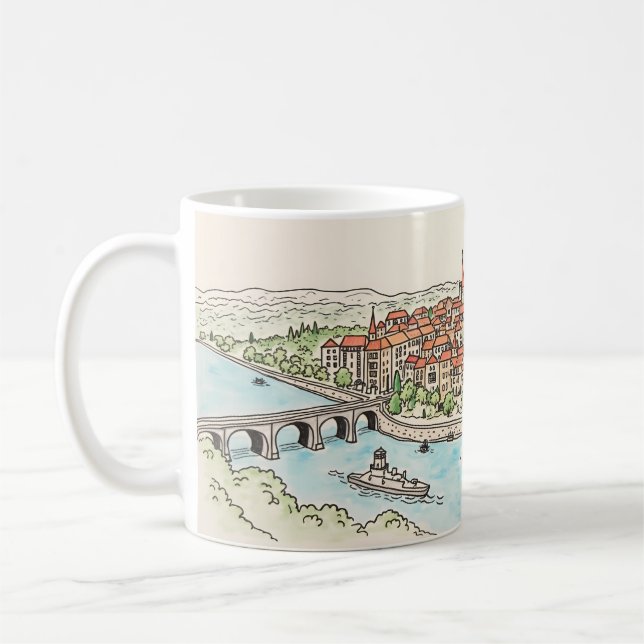  Charming Riverside Town Coffee Mug (Left)