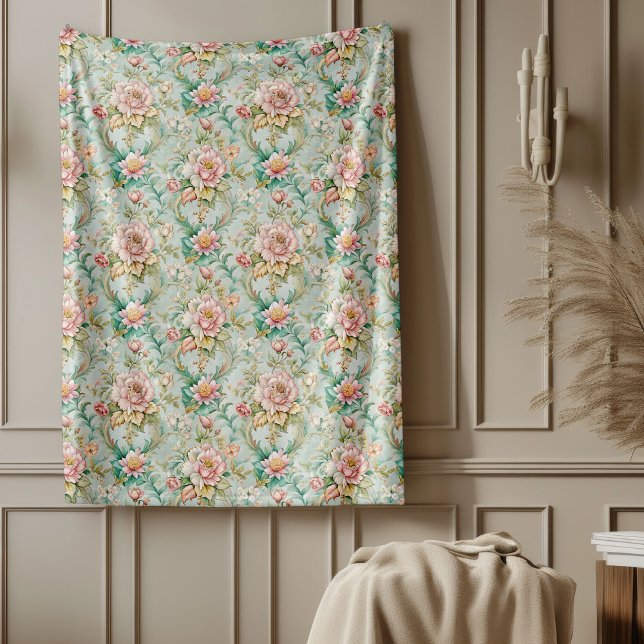 Charming Rococo Blanket with Delicate Flowers (Charming Rococo Blanket with Delicate Flowers)
