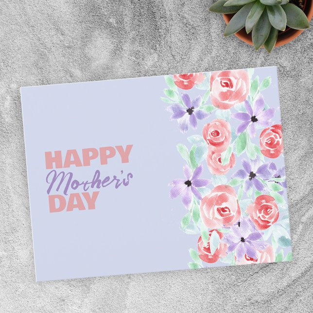 Charming Romantic Purple Lavender Red Mother's Day Postcard (Creator Uploaded)
