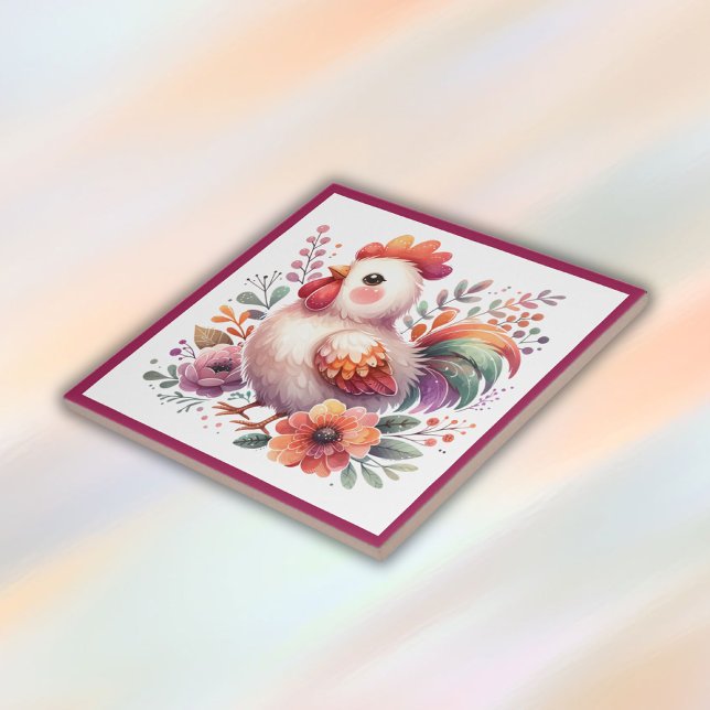 Charming Rooster with Blossoms for Kids | Tile (Creator Uploaded)