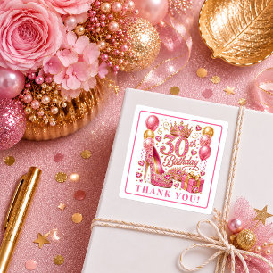 Charming Rose Gold Glitter 30th Birthday Stickers