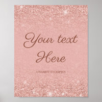 Charming rose gold glitter wedding custom sign