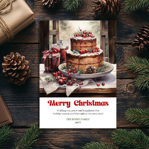 Charming rustic Christmas scene bold typographic  Holiday Card