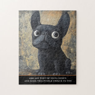 Charming rustic frenchie Dog Illustrated art Jigsaw Puzzle