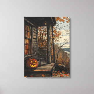 Charming Rustic Halloween Farmhouse Canvas Print