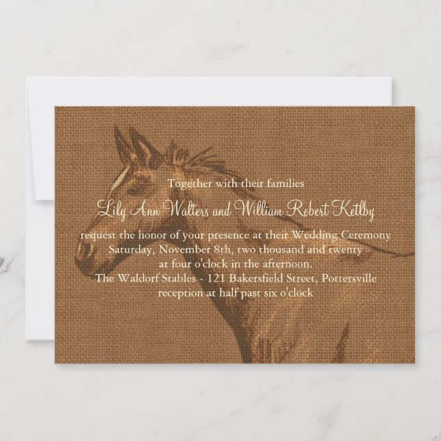Charming Rustic Horse Wedding Invitation (Front)