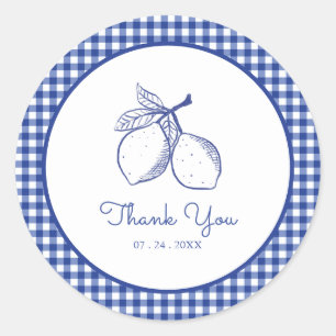Charming Rustic Lemon Line Art Thank You Classic Round Sticker