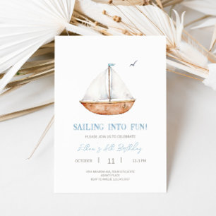 Charming Rustic Sailboat Birthday Party Invitation