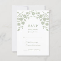 Charming Sage Green Folk Flowers Simple Floral