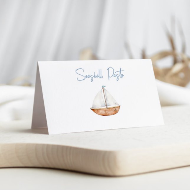 Charming Sailboat Food Label Place Card (Creator Uploaded)