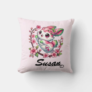 Charming Sakura Bunny Throw Cushion