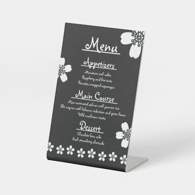 Charming Sakura in Black Pedestal Sign (Front)